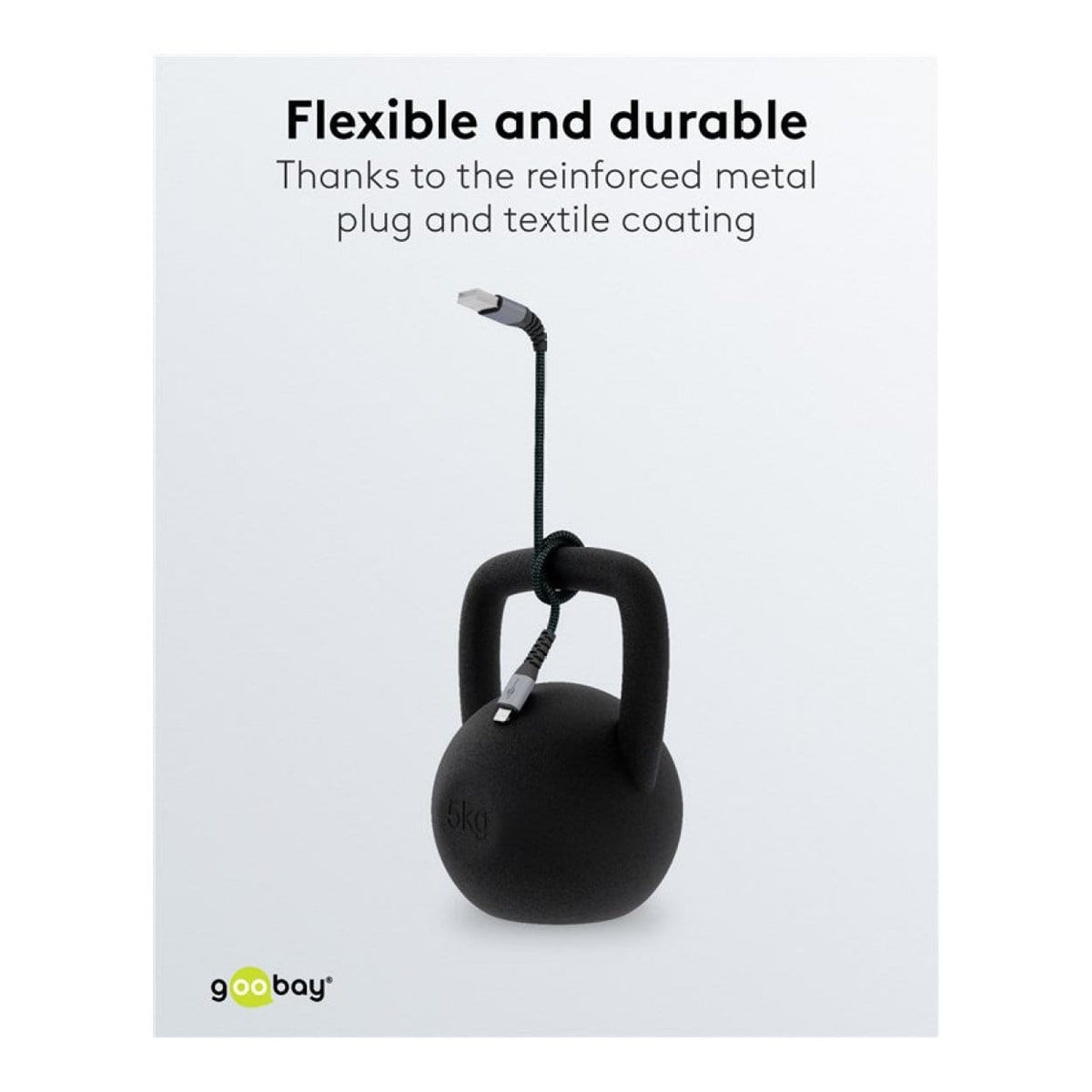 Goobay 1m USB-A to Lightning Textile Charging Cable with Metal Plugs 49268