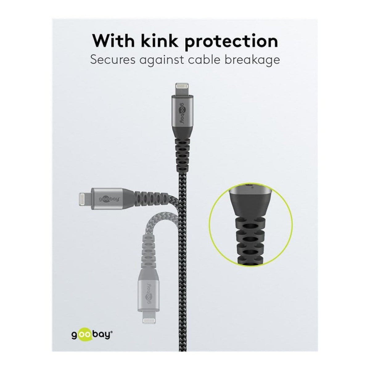 Goobay 1m USB-A to Lightning Textile Charging Cable with Metal Plugs 49268