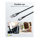 Goobay 1m USB-A to Lightning Textile Charging Cable with Metal Plugs 49268