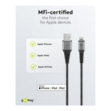 Goobay 1m USB-A to Lightning Textile Charging Cable with Metal Plugs 49268