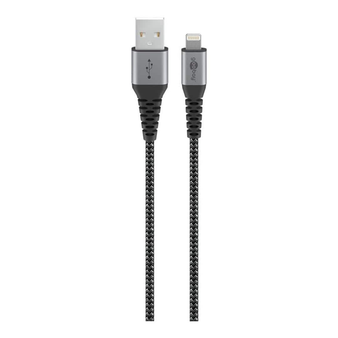 Goobay 1m USB-A to Lightning Textile Charging Cable with Metal Plugs 49268