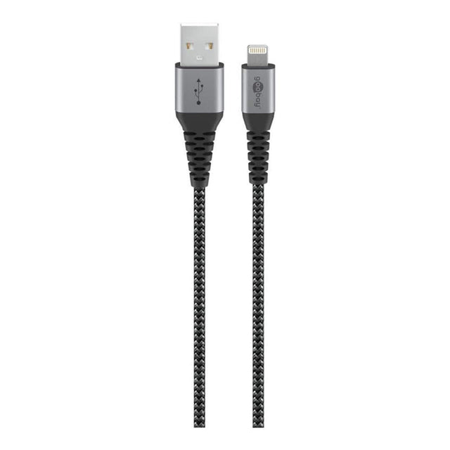 Goobay 1m USB-A to Lightning Textile Charging Cable with Metal Plugs 49268
