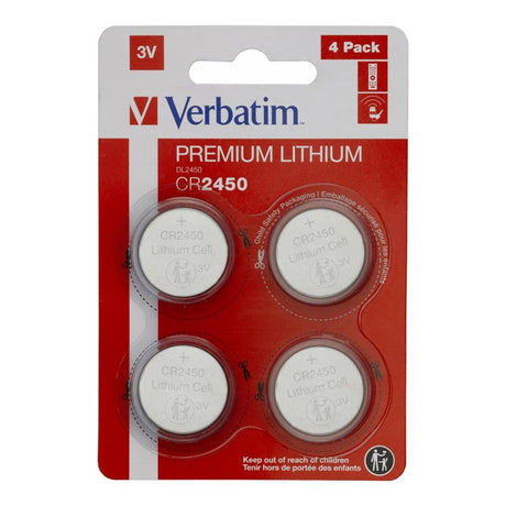 Verbatim CR2450 3V Lithium Battery 4-pack 49535