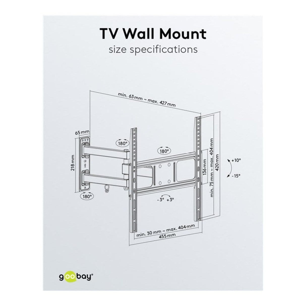 Goobay 32-inch to 55-inch Basic Full Motion TV Wall Mount 49744