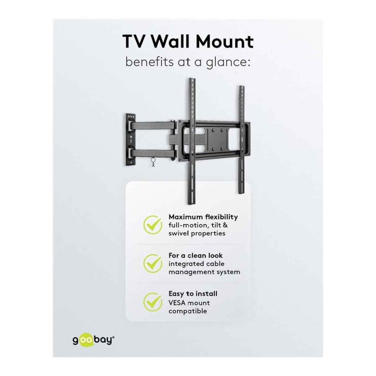 Goobay 32-inch to 55-inch Basic Full Motion TV Wall Mount 49744