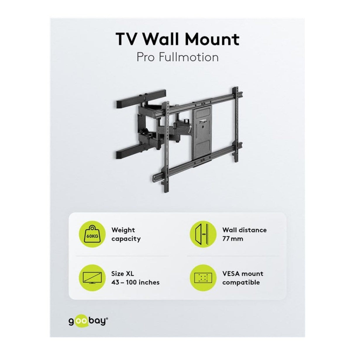 Goobay 43-inch to 100-inch XL Basic Full Motion TV Wall Mount 49746