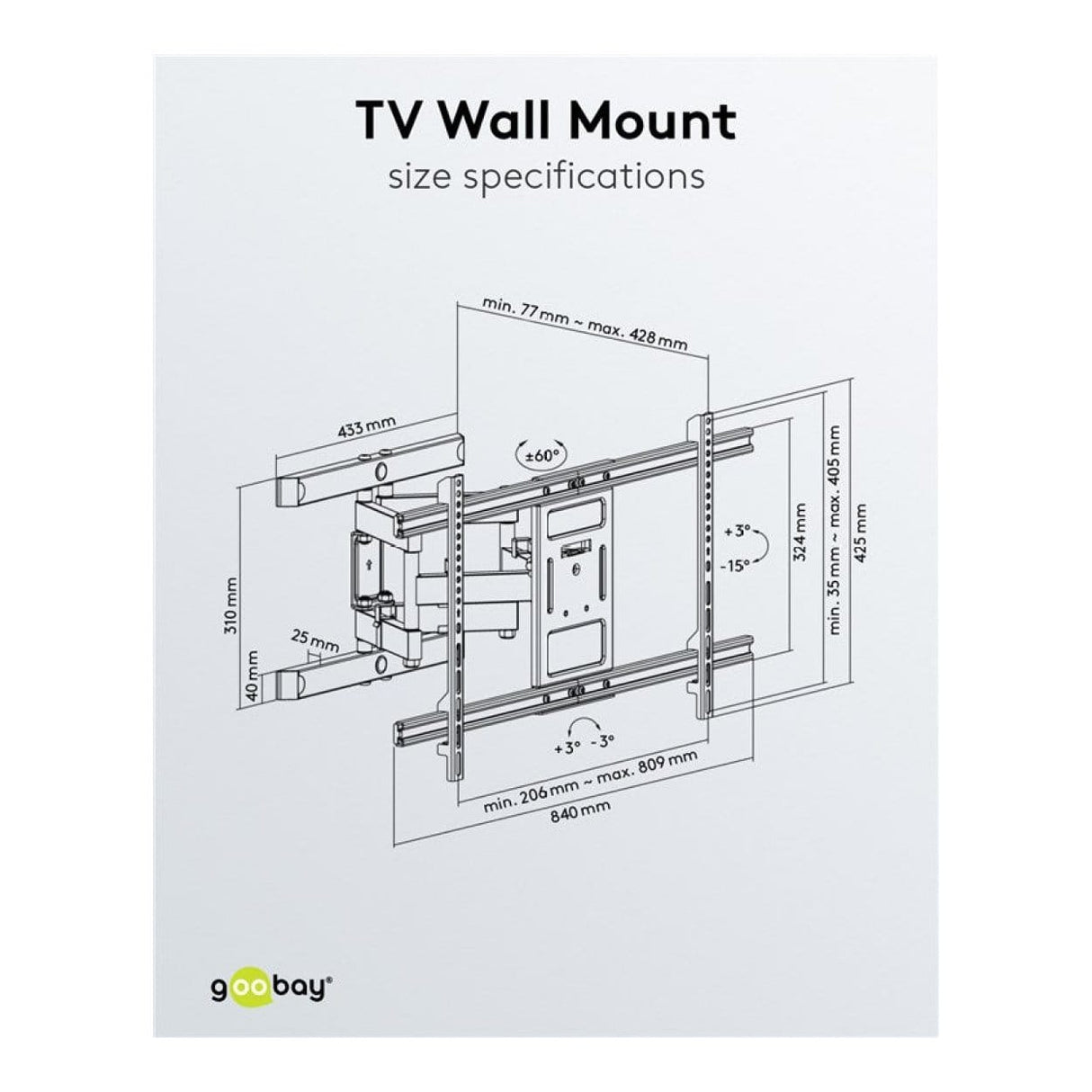 Goobay 43-inch to 100-inch XL Basic Full Motion TV Wall Mount 49746