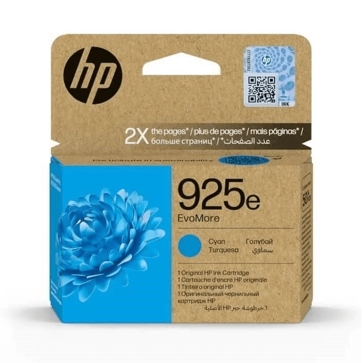 HP 925e EvoMore Cyan Printer Ink Cartridge Original 4K0W0PE Single-pack