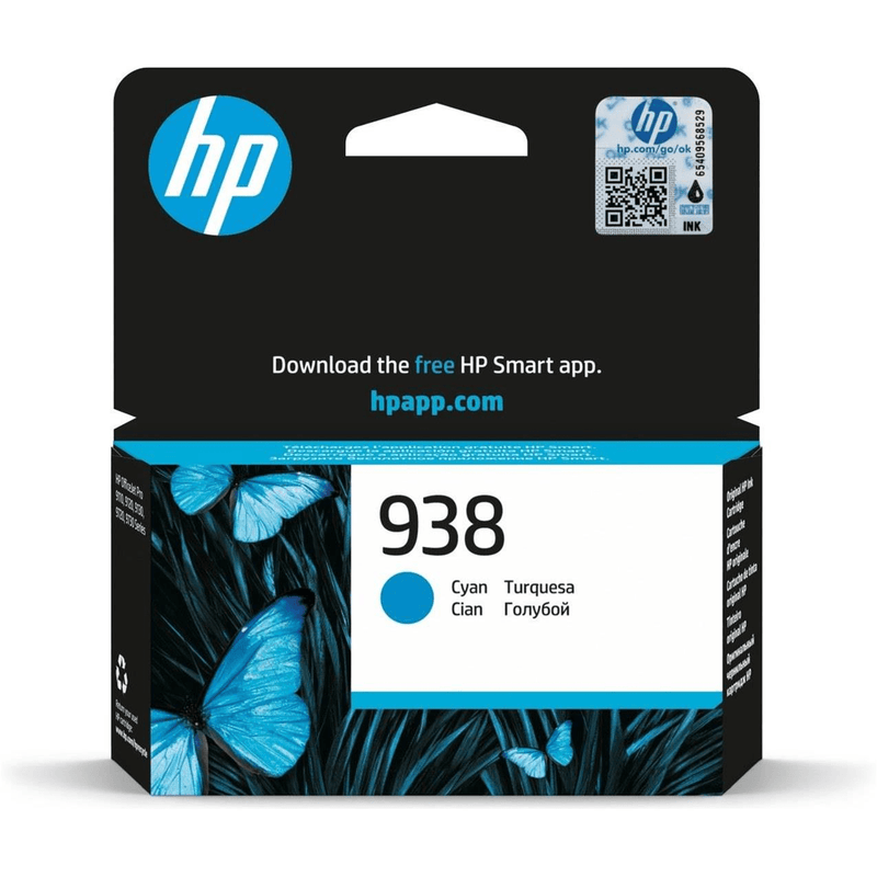 HP 938 Cyan Printer Ink Cartridge Original 4S6X5PE Single-pack