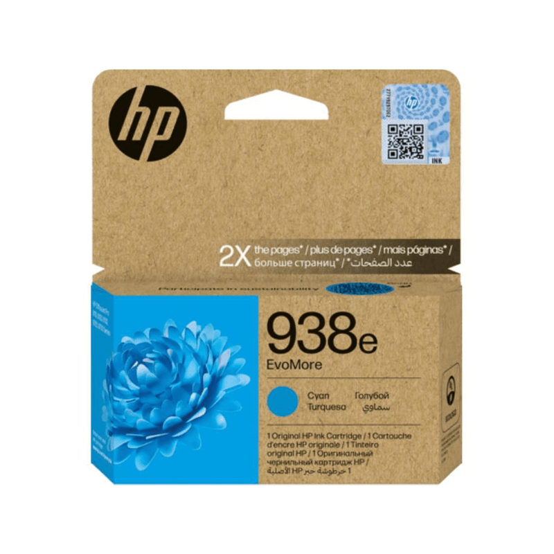 HP 938e EvoMore Cyan Ink Cartridge 1,650 Pages Original 4S6X9PE Single-pack
