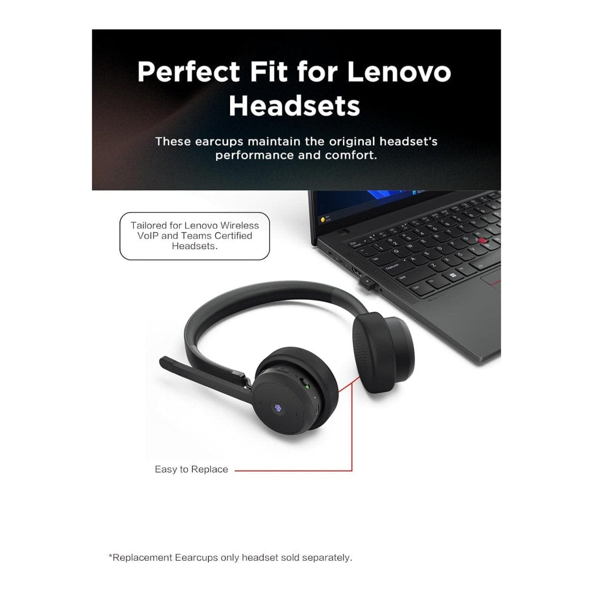 Lenovo Wireless VoIP Headset Earcups 4XD1M80021