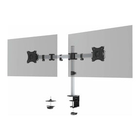 Durable SELECT 27-inch Dual Monitor Arm Mount Desk Clamp Gloss Silver 509523