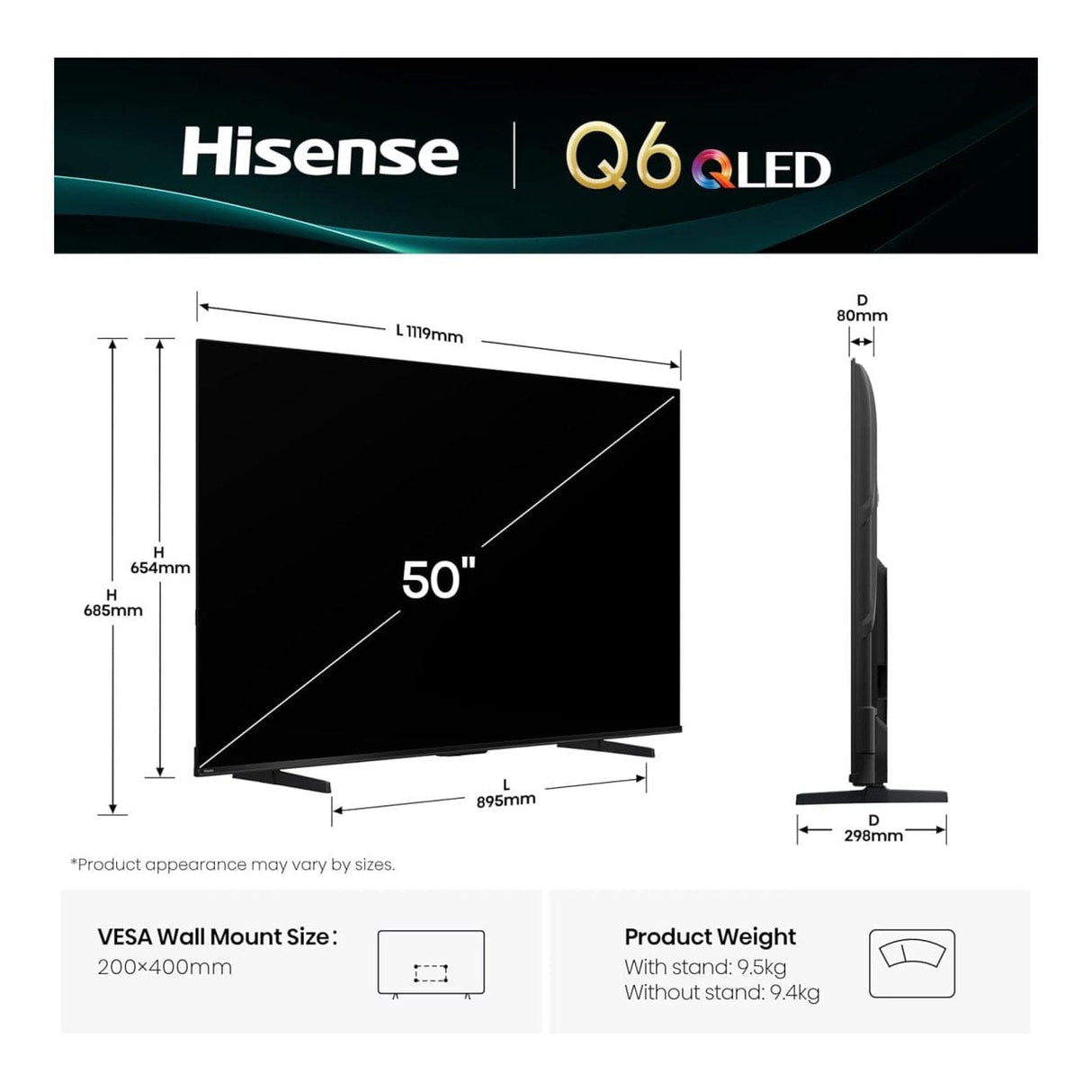Hisense 50Q6Q 50-inch 4K UHD QLED VIDAA Smart TV
