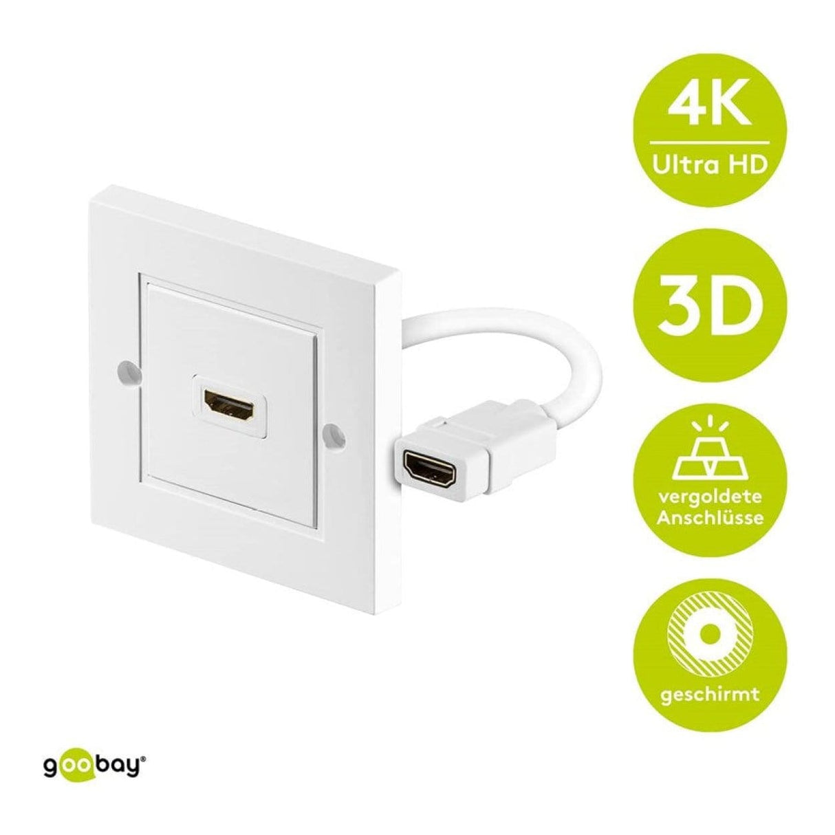 Goobay HDMI Gold-Plated Wall Socket White 51722