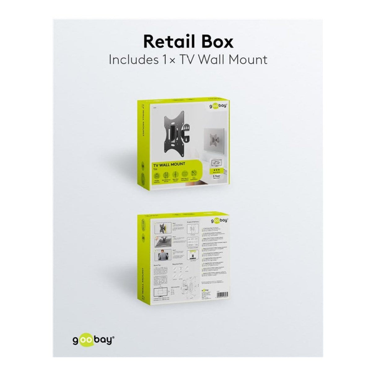 Goobay 23-inch to 42-inch Basic Fixed Tilt and Swivel TV Wall Mount 51893