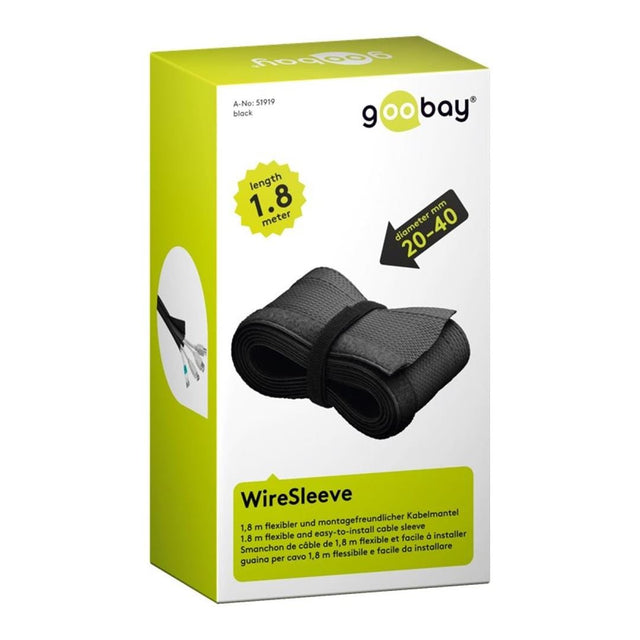 Goobay 1.8m Wire Sleeve Cable Guide Black 51919