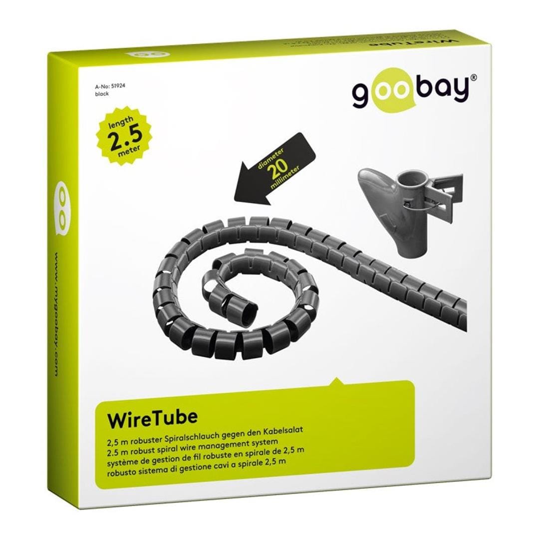 Goobay Cable Duct 2.5m Robust Spiral Cable Wrap Black 51924