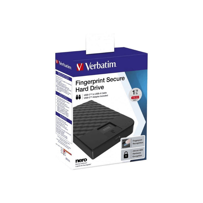 Verbatim 53650 Fingerprint Secure 1TB External HDD