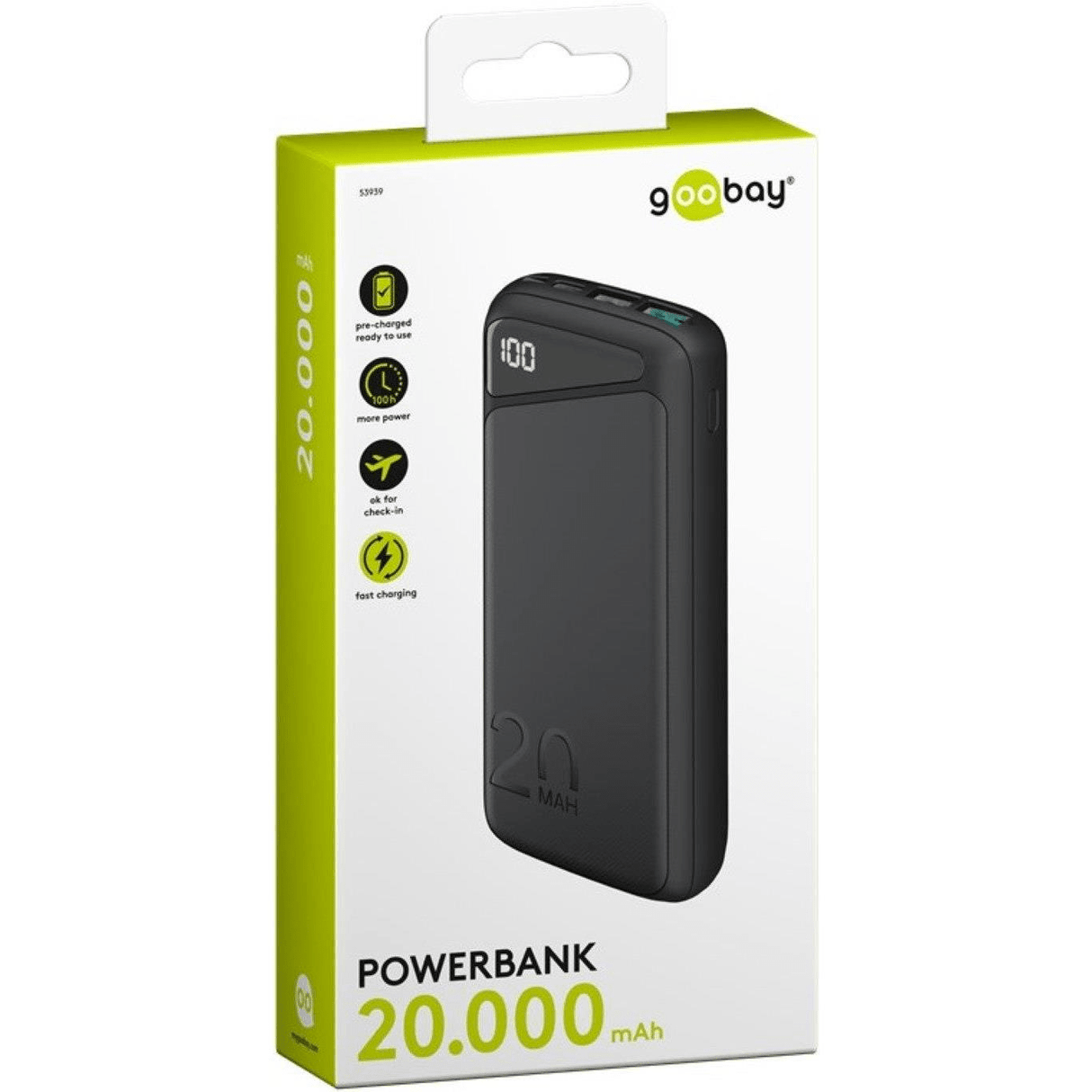 Goobay 20 000 mAh Power Bank with LED Display 53939