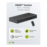 Goobay 4K 60Hz 4-to-1 with Audio Output HDMI Switch 58490