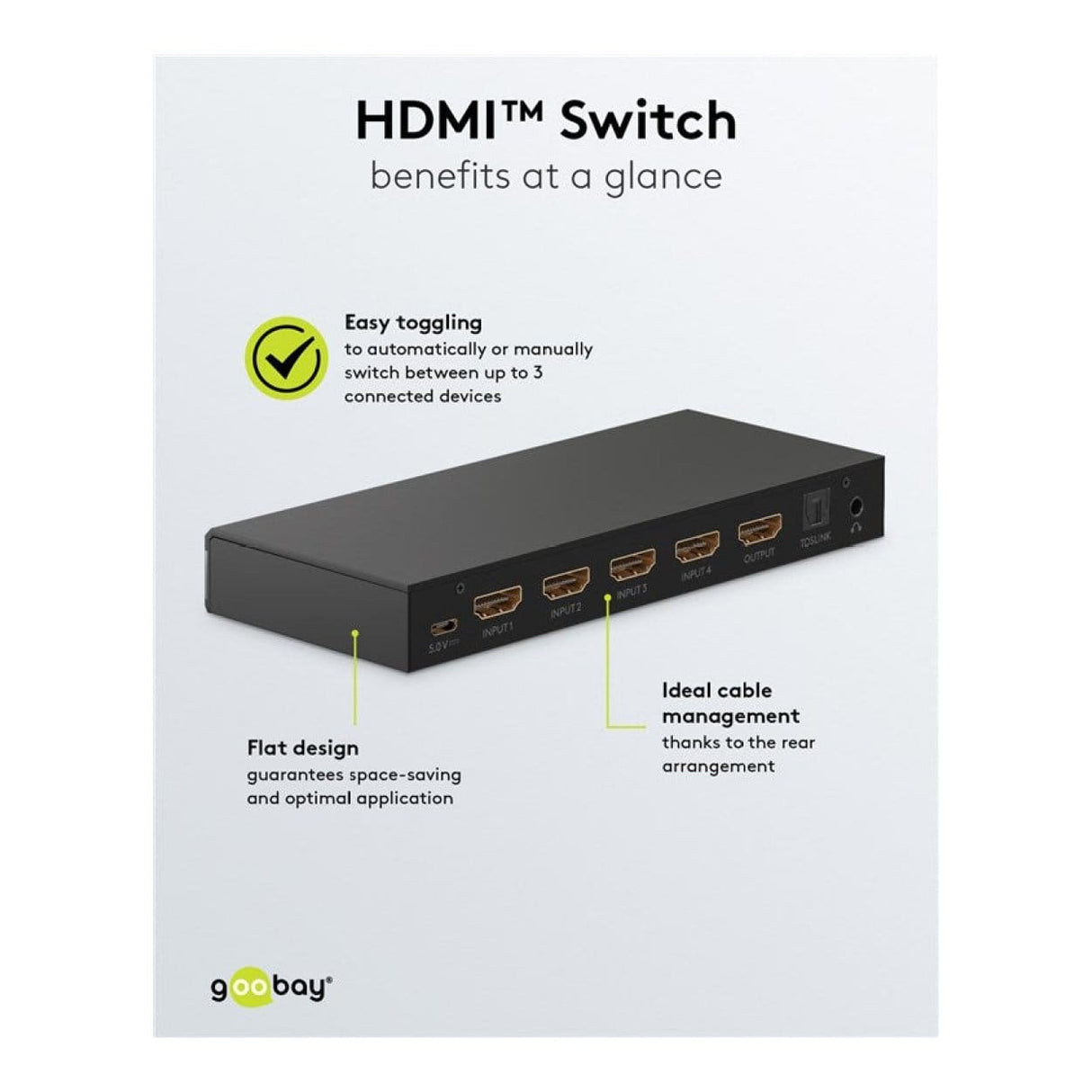 Goobay 4K 60Hz 4-to-1 with Audio Output HDMI Switch 58490