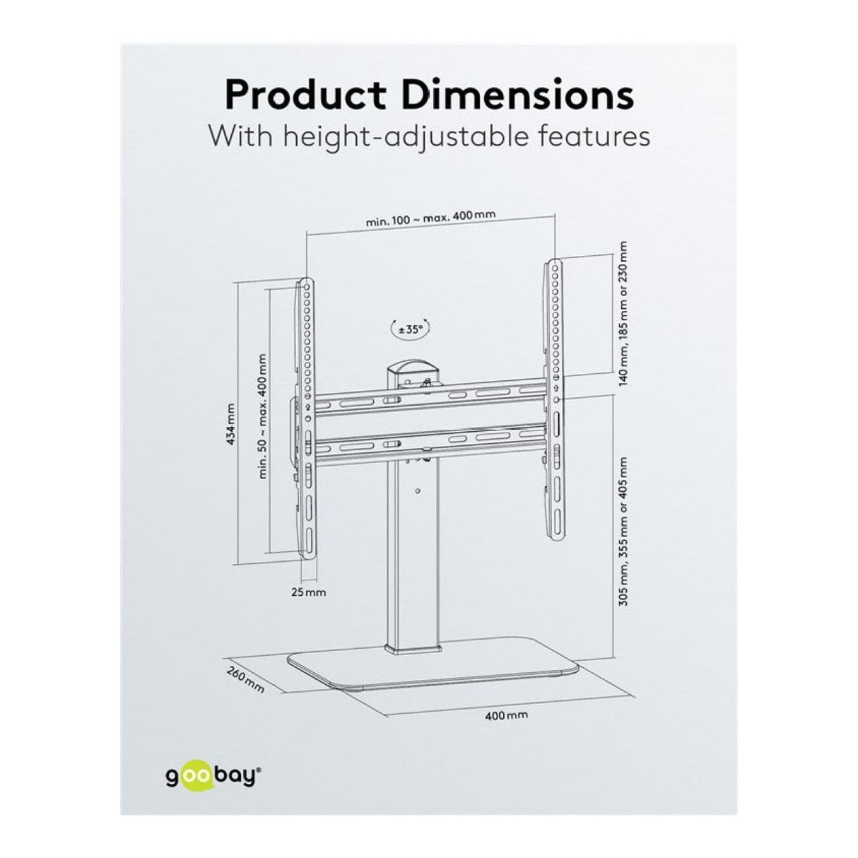 Goobay 32-inch to 55-inch Basic Fixed Tabletop TV and Monitor Stand 58524