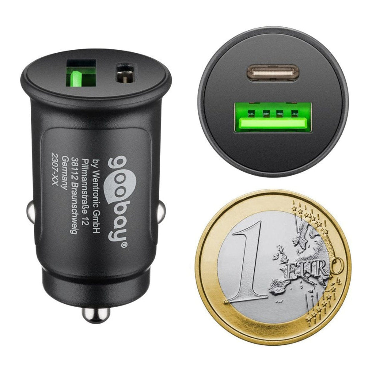 Goobay 27W Dual-USB Fast USB-C PD Car Charger 59521