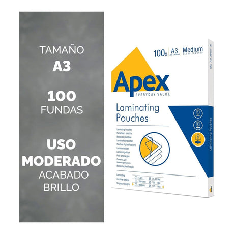 Fellowes Apex Medium A3 125 Micron Laminating Pouch 100-pack 6003401