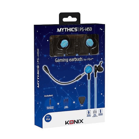 Konix PS-1450 PS4 Wired Earbud Headphones Blue 61881105091