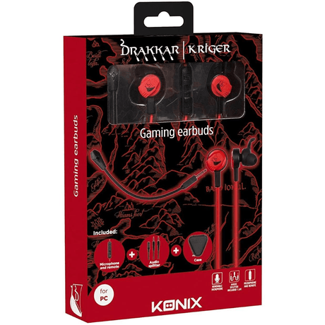 Konix Drakkar Kriger Wired In-Ear Headphones Red 61881105092