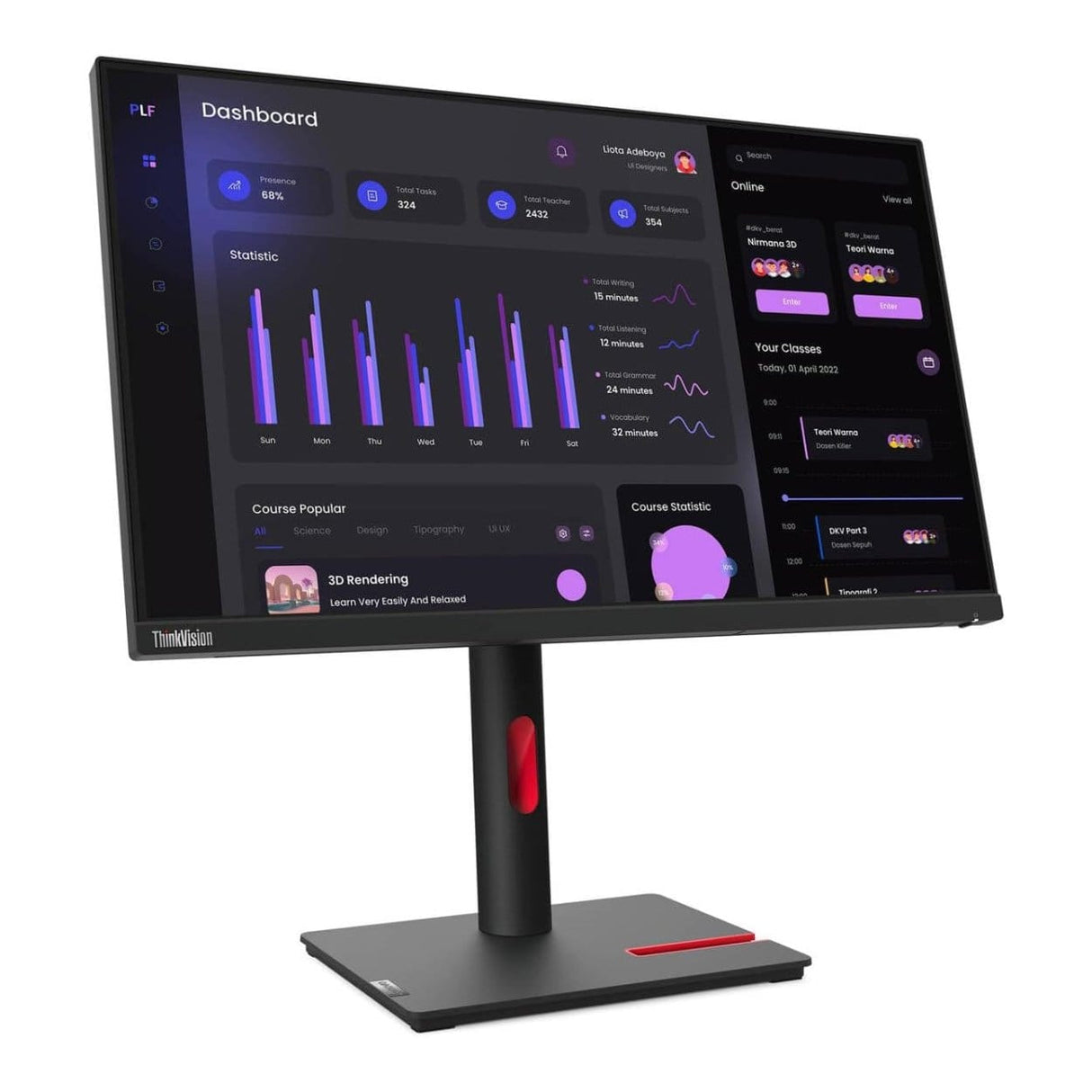 Lenovo ThinkVision T24i-30 23.8-inch 1920 x 1080p FHD 16:9 60Hz 4ms LED IPS Monitor 63CFMATXSA