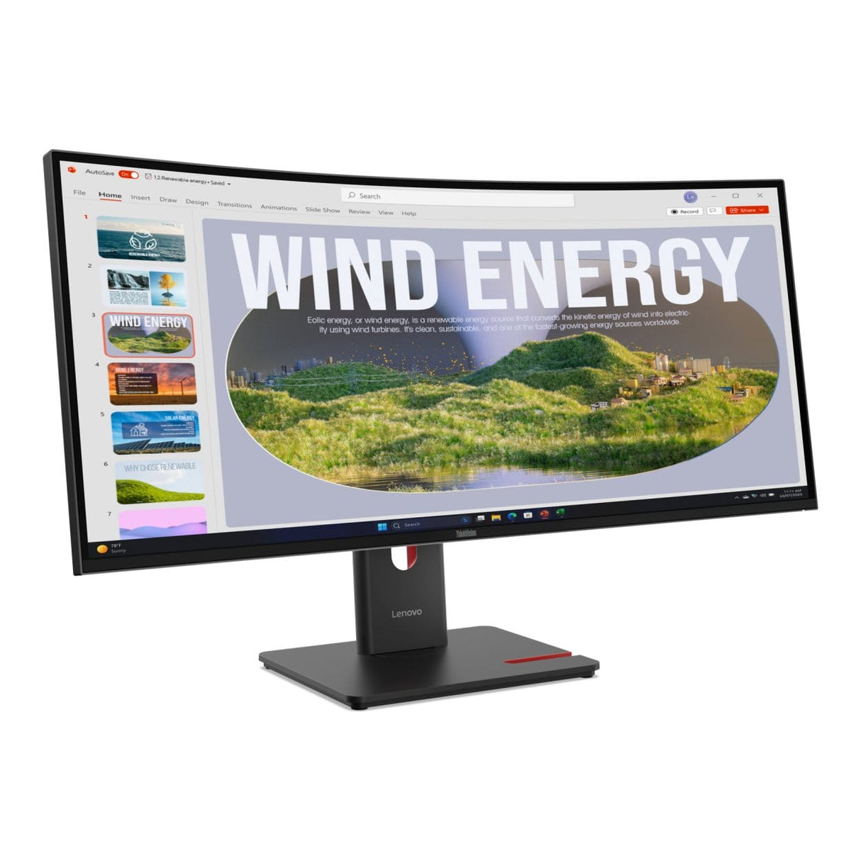 Lenovo ThinkVision T34WD-40 34-inch 3440 x 1440p WQHD 21:9 120Hz 4ms LED VA Curved Monitor 64AEGAT1SA