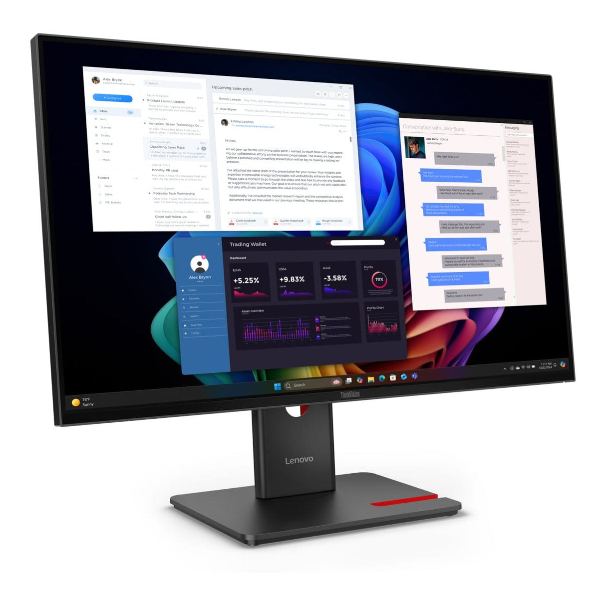 Lenovo ThinkVision T27UD-40 27-inch 3840 x 2160p 4K UHD 16:9 60Hz 4ms LED IPS Monitor 64AFGAT2SA