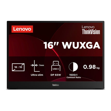 Lenovo ThinkVision M16 16-inch 1920 x 1200p WUXGA 16:10 60Hz 6ms LED IPS Portable Monitor 64BFUAT1WL