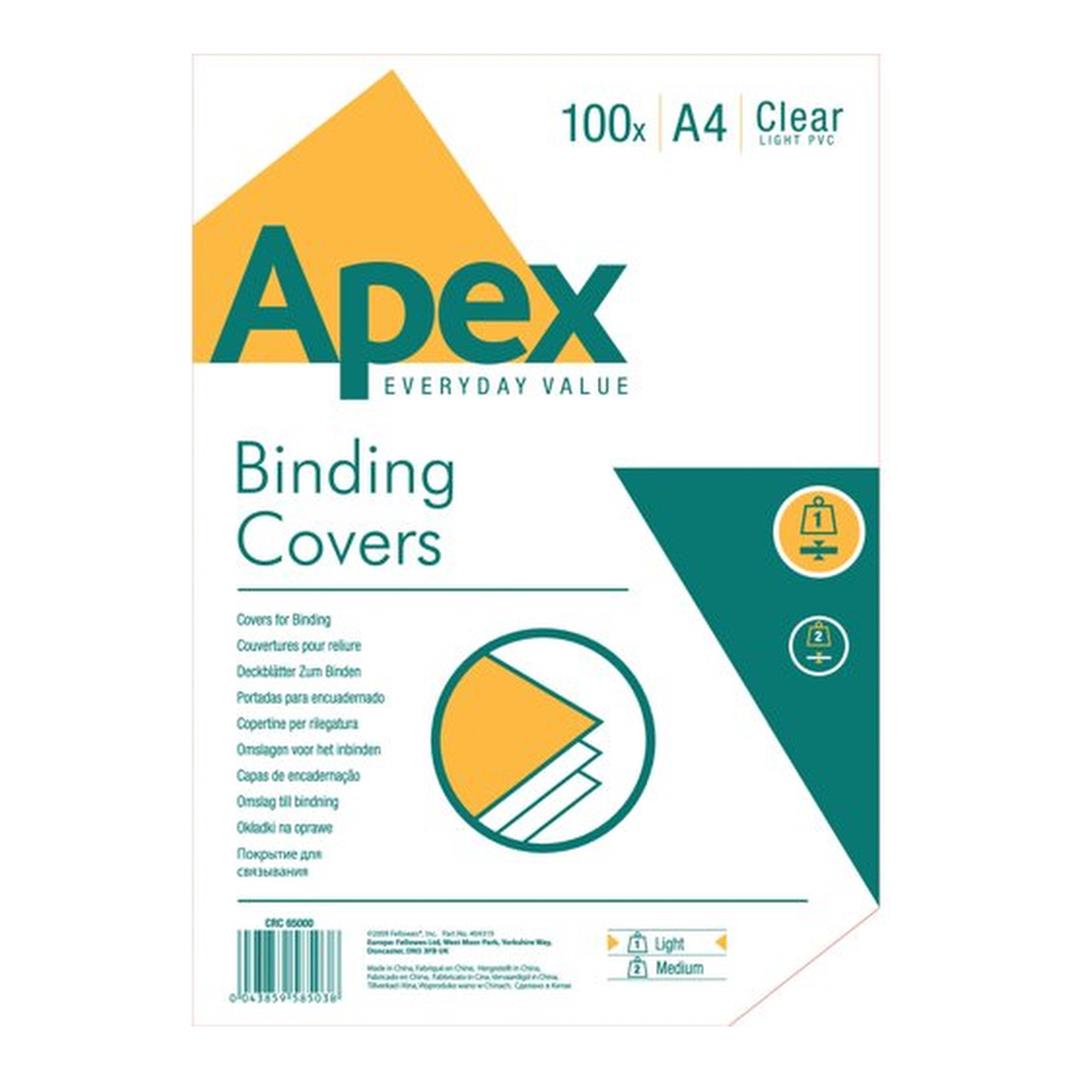 Fellowes Apex A4 150 Micron Clear PVC Binding Covers 100-pack 6500001
