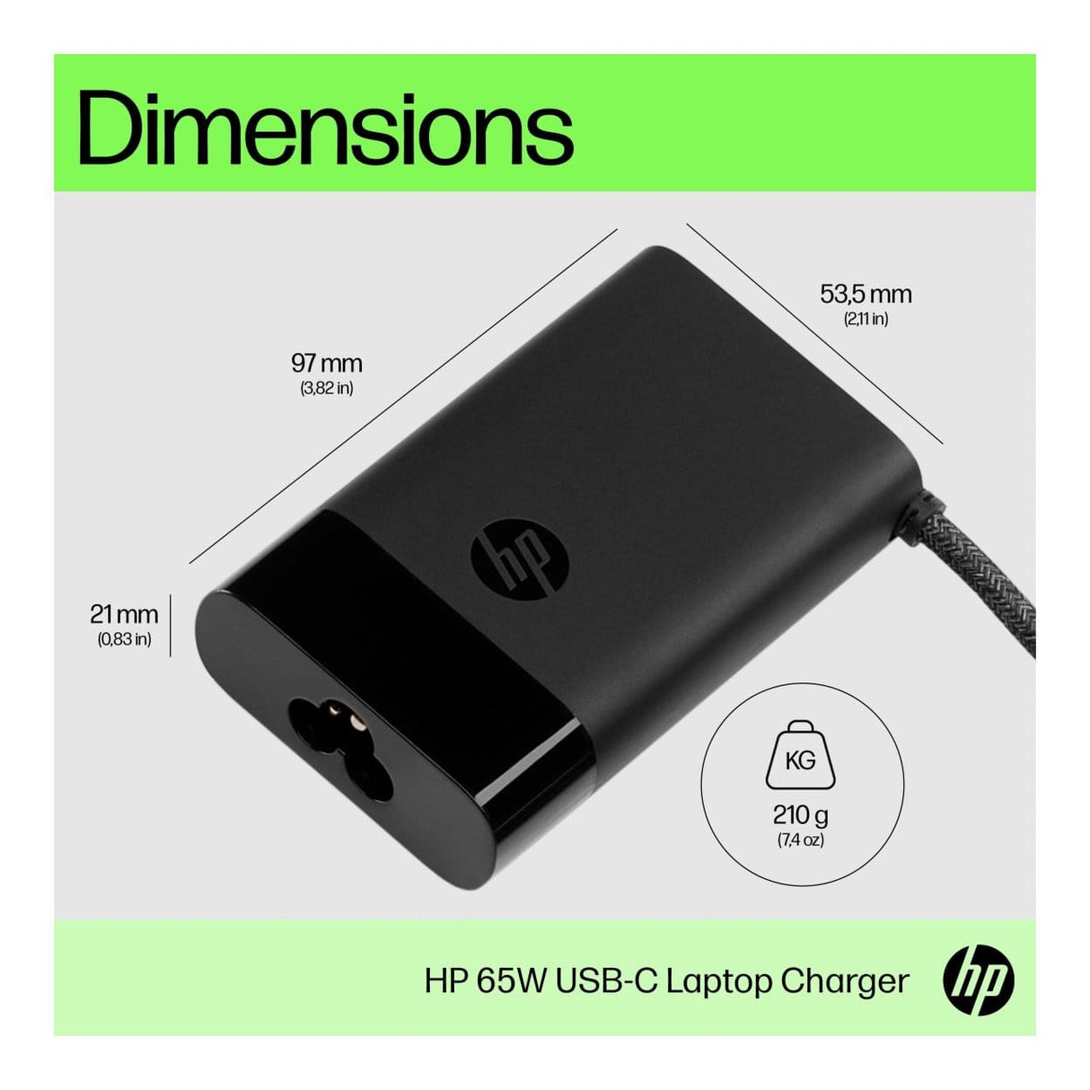 HP USB-C 65W Notebook Charger / Power Adapter 671R2AA