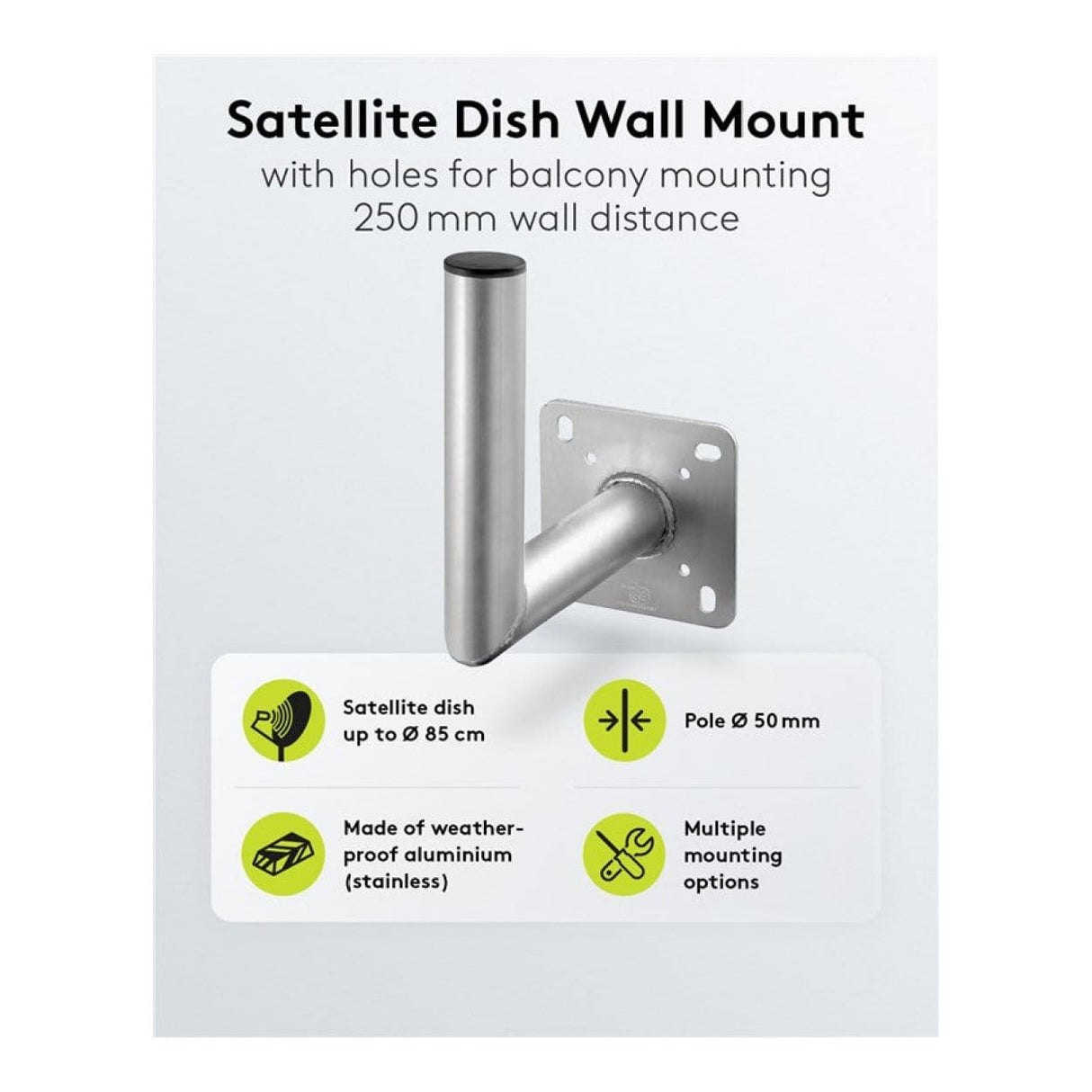 Goobay 450mm Wall Distance Aluminium Satellite Dish Wall Mount 67302
