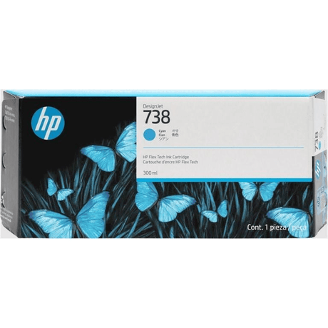 HP DesignJet 738M 300-ml Cyan Printer Ink Cartridge Original 676M9A Single-pack