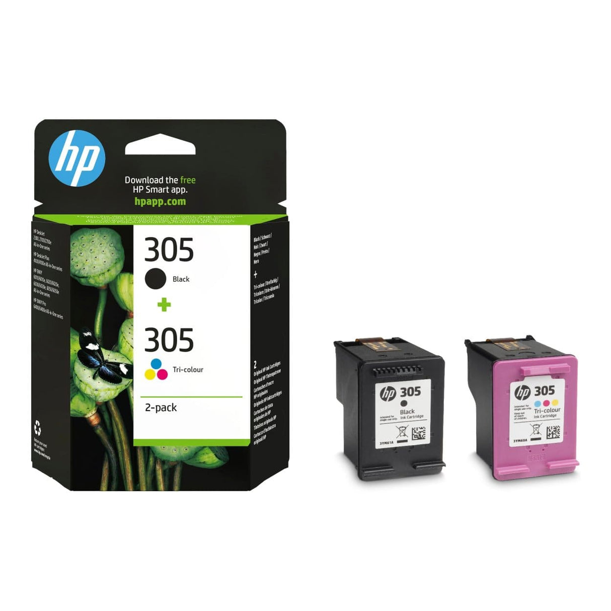 HP 305 Tri-Colour and Black Printer Ink Cartridges Original 6ZD17AE Multi-pack