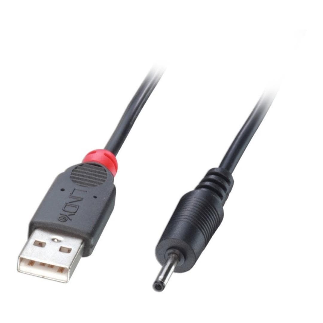 Lindy 1.5m USB to 0.7mm Inner 2.5mm Outer DC Cable Black 70265