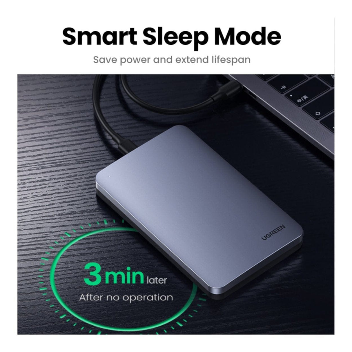 Ugreen CM300 2.5-inch USB-C Hard Drive Enclosure Silver 70499