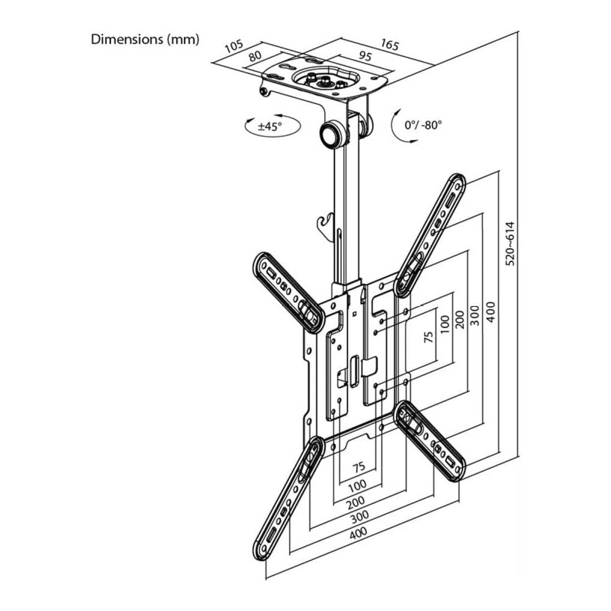 Goobay 23-inch to 55-inch Basic Ceiling TV Mount 70824