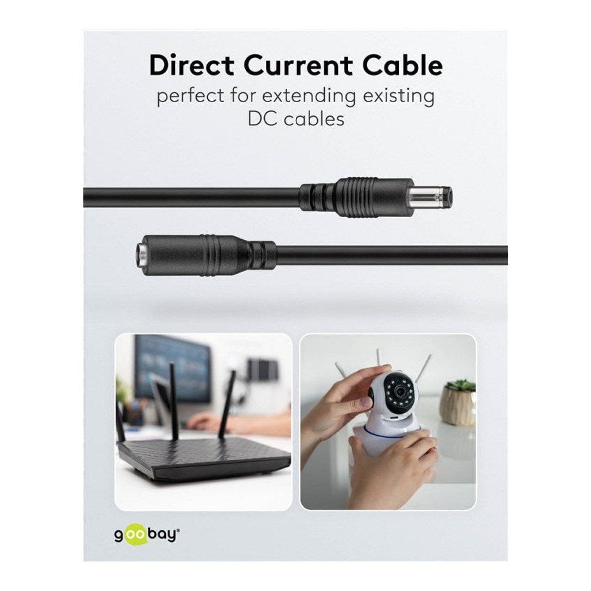 Goobay 5.5x2.1mm DC Extension Cable Black 71399