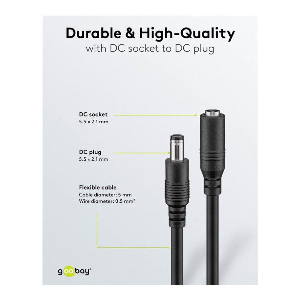 Goobay 5.5x2.1mm DC Extension Cable Black 71399