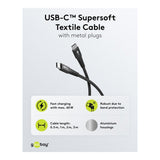 Goobay 1m USB-C Supersoft Textile Cable with Metal Plugs Black 73953