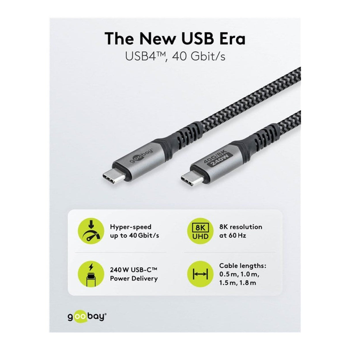Goobay 1m USB-C USB4 240W 5A 40 Gbit/s Cable 74211