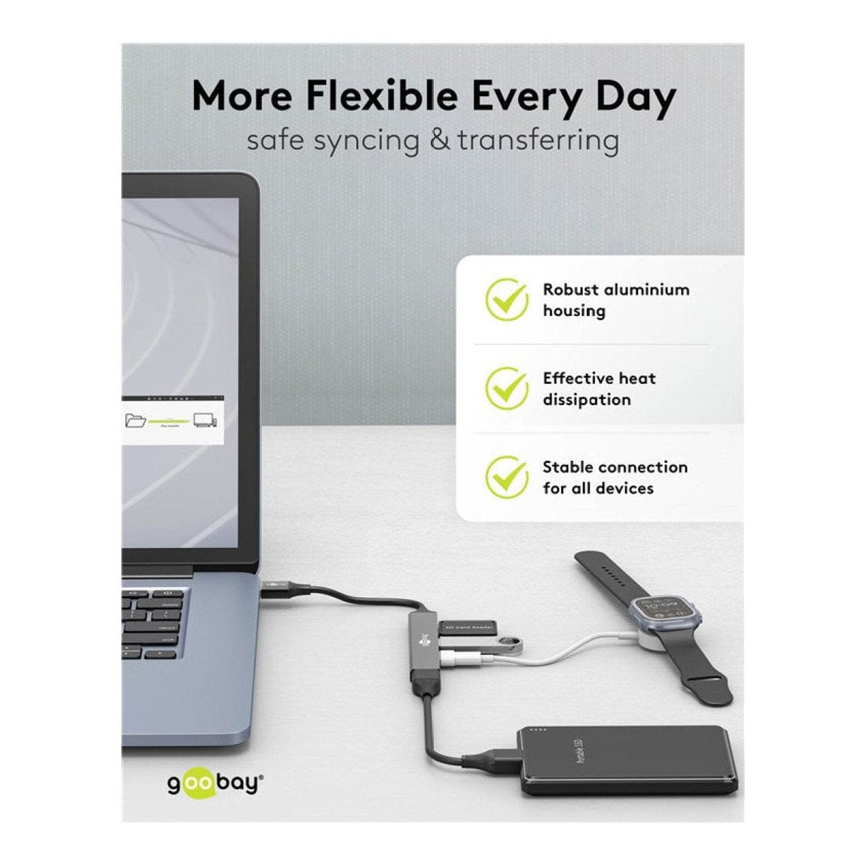 Goobay Slim 4-Port USB Hub Grey 74456