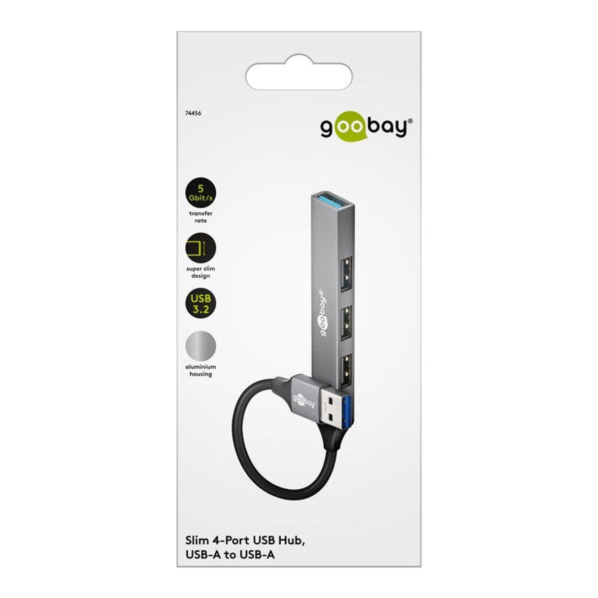 Goobay Slim 4-Port USB Hub Grey 74456