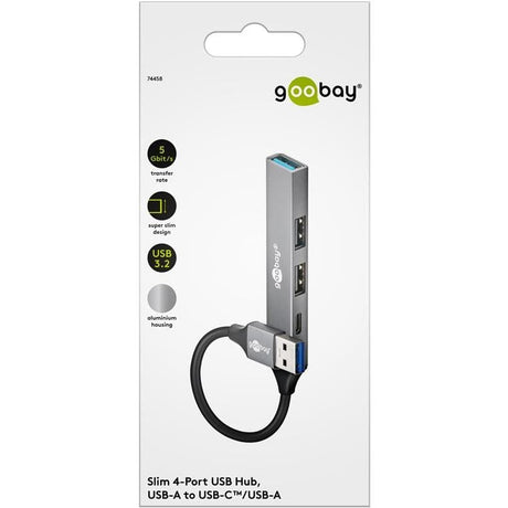 Goobay USB 3.2 Gen 1 Type-A 5000 Mbit/s Interface Hub Light Grey 74458