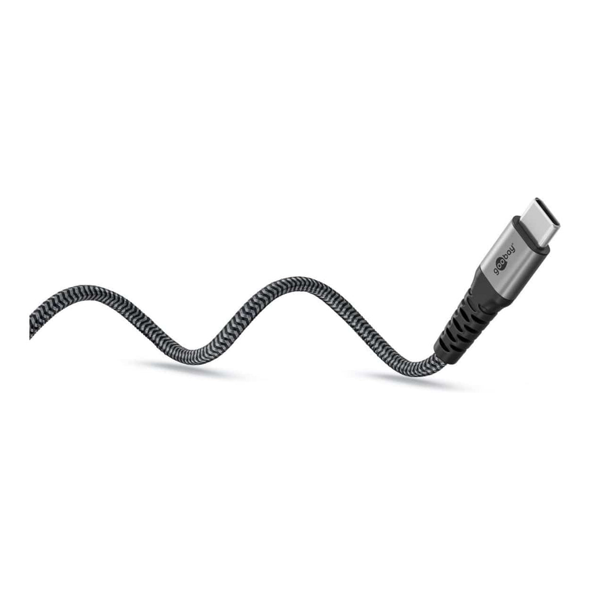 Goobay 1.5m USB-C Textile 60W PD Cable Black and Grey 75739